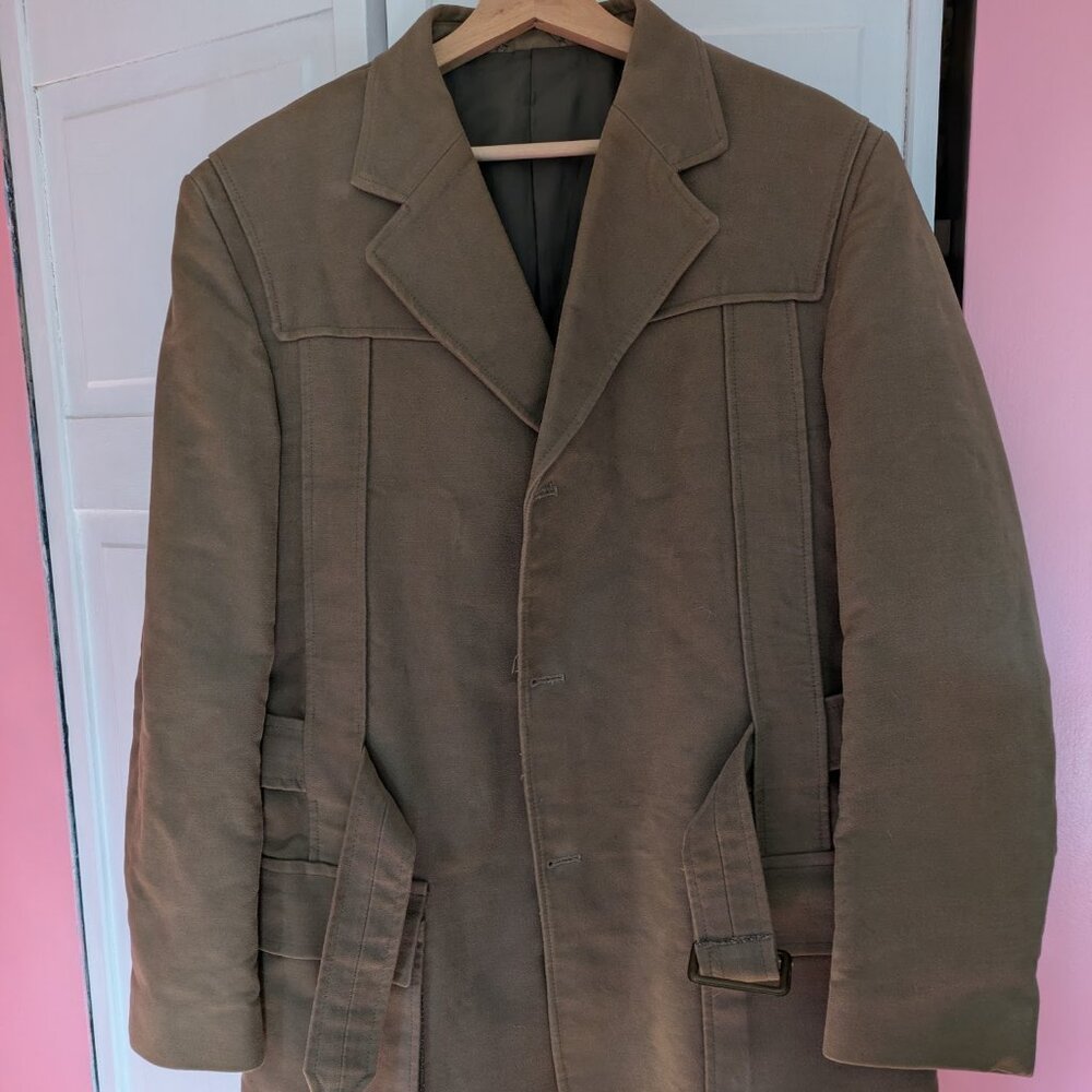 Vintage 1960s or earlier moleskin belted safari coat - Made in England
